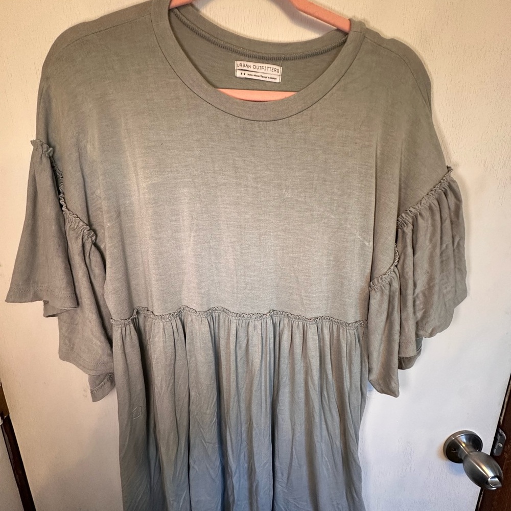 Urban Outfitters Sage Green Dress with Ruffle Sleeves